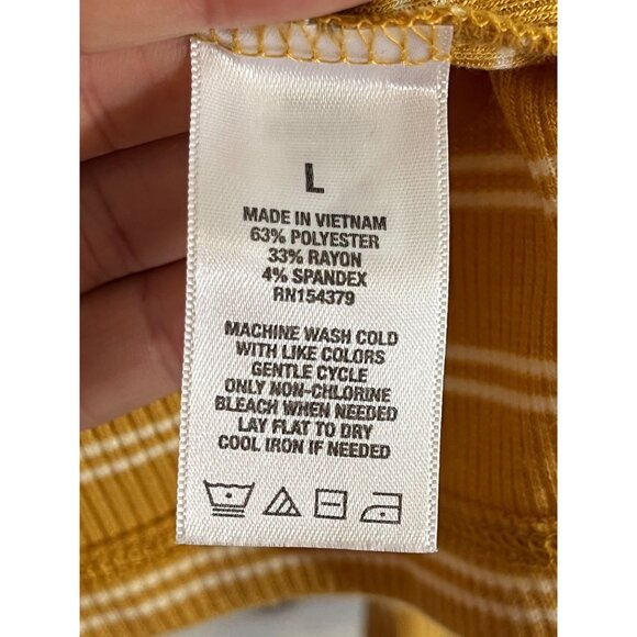 Aeropostale Y2K Rib Stripe Top L Yellow Ruffle Off Shoulder Preppy Chic Lace Up - Picture 4 of 10